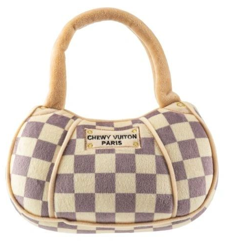 Checker Chewy Vuitton Purse Toy