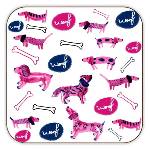 Pink Sausage Dog Coaster