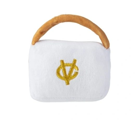 White Chewy Vuitton Purse Toy
