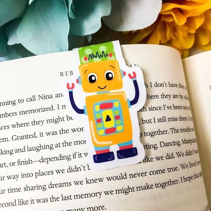 Orange Robot Magnetic Bookmark