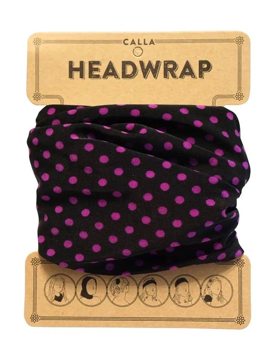 Calla Headwrap in Purple Polka Dots