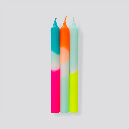 Dip Dye Neon Rainbow Kisses Candle Set