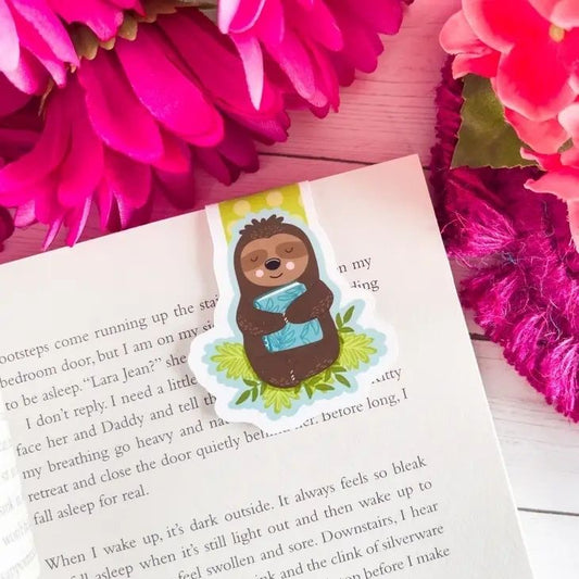Reading Sloth Magnetic Bookmark