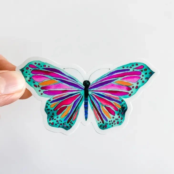 Green Watercolor Butterfly Sticker