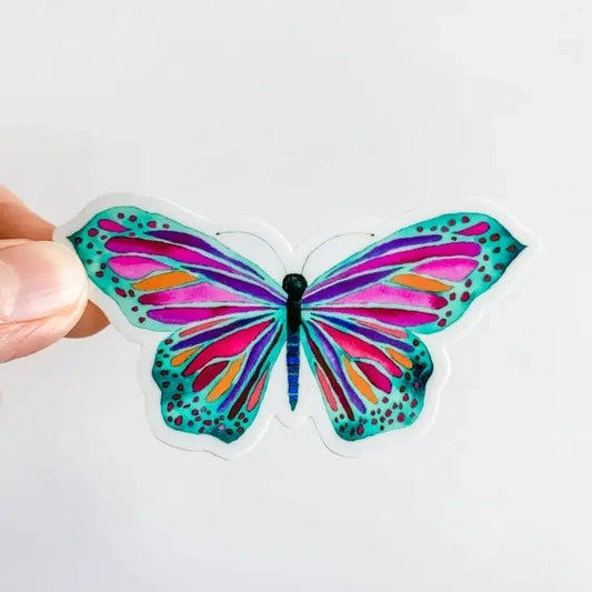 Green Watercolor Butterfly Sticker