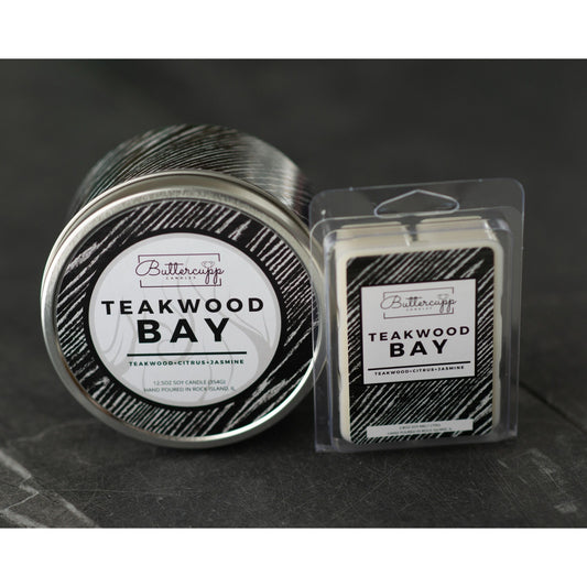 Teakwood Bay 12.5 oz Soy Candle Tin