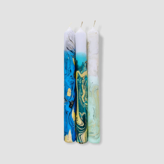 Dip Dye Marble Neptune Candle Set